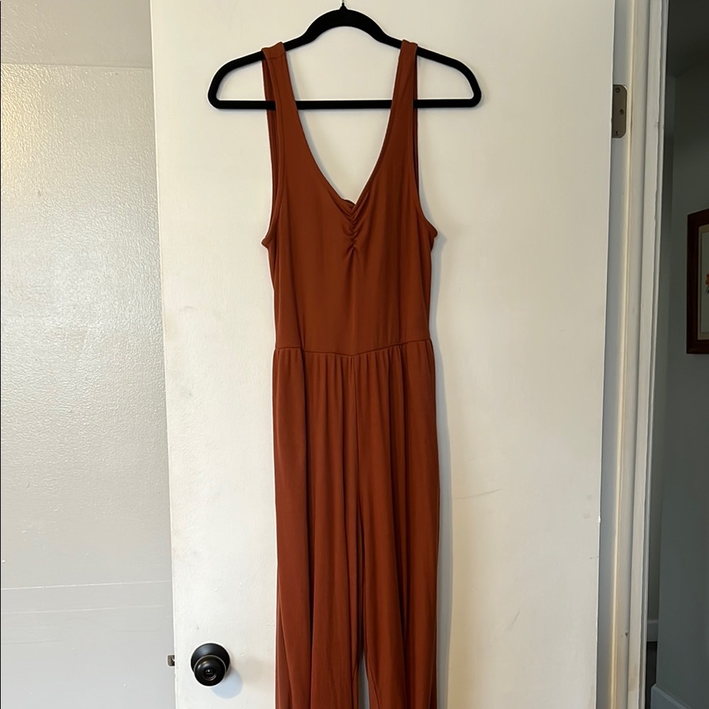 Open Back Rust Colored Jumpsuit